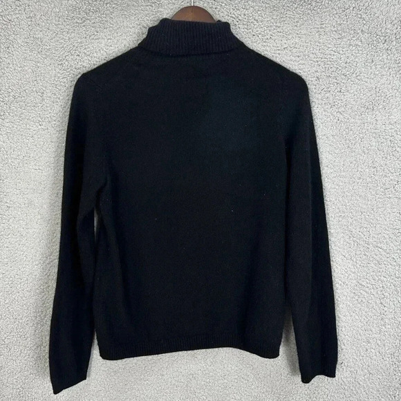 Neiman Marcus cashmere sweater womens large‎ black turtleneck minimalist basic - Picture 6 of 6